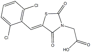 [5-(2,6-dichlorobenzylidene)-2,4-dioxo-1,3-thiazolidin-3-yl]acetic acid Struktur