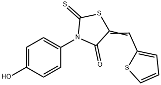 3-(4-hydroxyphenyl)-5-(2-thienylmethylene)-2-thioxo-1,3-thiazolidin-4-one Struktur