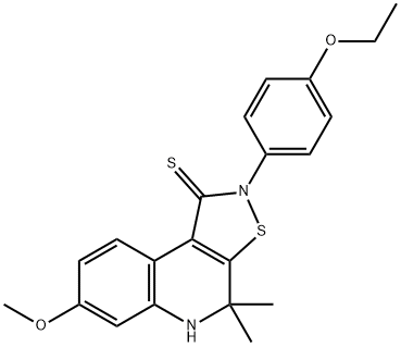 2-(4-ethoxyphenyl)-7-methoxy-4,4-dimethyl-4,5-dihydroisothiazolo[5,4-c]quinoline-1(2H)-thione,306326-18-1,结构式