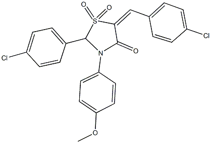 5-(4-chlorobenzylidene)-2-(4-chlorophenyl)-3-(4-methoxyphenyl)-1,3-thiazolidin-4-one 1,1-dioxide,306743-12-4,结构式