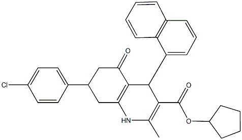 cyclopentyl 7-(4-chlorophenyl)-2-methyl-4-(1-naphthyl)-5-oxo-1,4,5,6,7,8-hexahydro-3-quinolinecarboxylate Structure