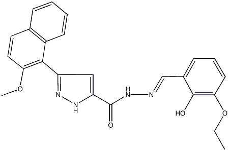 N'-(3-ethoxy-2-hydroxybenzylidene)-3-(2-methoxy-1-naphthyl)-1H-pyrazole-5-carbohydrazide 化学構造式