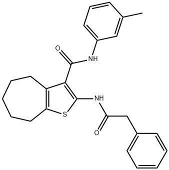 N-(3-methylphenyl)-2-[(phenylacetyl)amino]-5,6,7,8-tetrahydro-4H-cyclohepta[b]thiophene-3-carboxamide Struktur