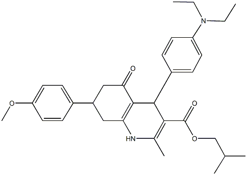 isobutyl 4-[4-(diethylamino)phenyl]-7-(4-methoxyphenyl)-2-methyl-5-oxo-1,4,5,6,7,8-hexahydro-3-quinolinecarboxylate Struktur