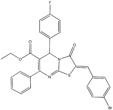 ethyl 2-(4-bromobenzylidene)-5-(4-fluorophenyl)-3-oxo-7-phenyl-2,3-dihydro-5H-[1,3]thiazolo[3,2-a]pyrimidine-6-carboxylate Structure