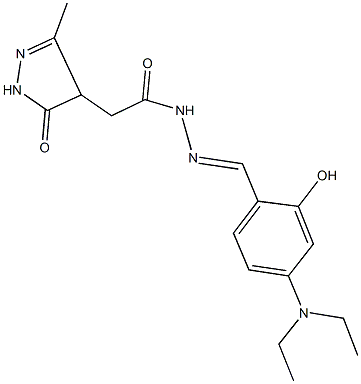N'-[4-(diethylamino)-2-hydroxybenzylidene]-2-(3-methyl-5-oxo-4,5-dihydro-1H-pyrazol-4-yl)acetohydrazide Struktur