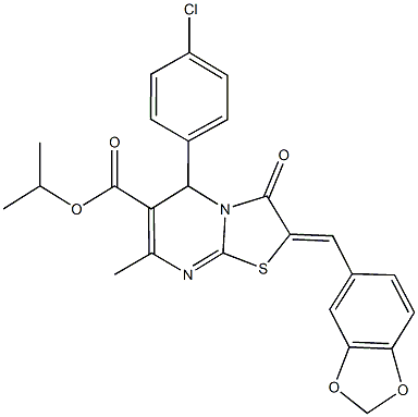 isopropyl 2-(1,3-benzodioxol-5-ylmethylene)-5-(4-chlorophenyl)-7-methyl-3-oxo-2,3-dihydro-5H-[1,3]thiazolo[3,2-a]pyrimidine-6-carboxylate Structure