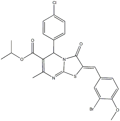 isopropyl 2-(3-bromo-4-methoxybenzylidene)-5-(4-chlorophenyl)-7-methyl-3-oxo-2,3-dihydro-5H-[1,3]thiazolo[3,2-a]pyrimidine-6-carboxylate Structure