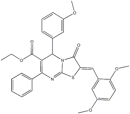 ethyl 2-(2,5-dimethoxybenzylidene)-5-(3-methoxyphenyl)-3-oxo-7-phenyl-2,3-dihydro-5H-[1,3]thiazolo[3,2-a]pyrimidine-6-carboxylate|