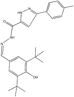 N'-(3,5-ditert-butyl-4-hydroxybenzylidene)-3-(4-methylphenyl)-1H-pyrazole-5-carbohydrazide Struktur