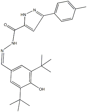 N'-(3,5-ditert-butyl-4-hydroxybenzylidene)-3-(4-methylphenyl)-1H-pyrazole-5-carbohydrazide Structure