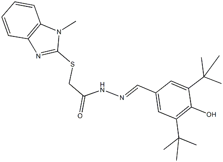 N'-(3,5-ditert-butyl-4-hydroxybenzylidene)-2-[(1-methyl-1H-benzimidazol-2-yl)sulfanyl]acetohydrazide,306988-35-2,结构式