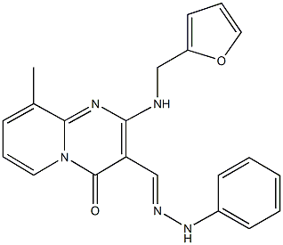 2-[(2-furylmethyl)amino]-9-methyl-4-oxo-4H-pyrido[1,2-a]pyrimidine-3-carbaldehyde phenylhydrazone 化学構造式