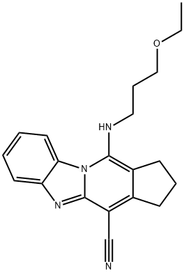 11-[(3-ethoxypropyl)amino]-2,3-dihydro-1H-cyclopenta[4,5]pyrido[1,2-a]benzimidazole-4-carbonitrile Struktur