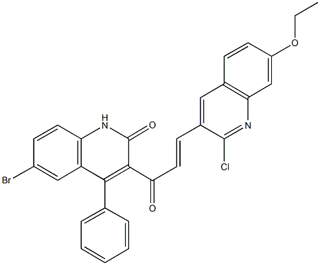 6-bromo-3-[3-(2-chloro-7-ethoxy-3-quinolinyl)acryloyl]-4-phenyl-2(1H)-quinolinone,307330-09-2,结构式