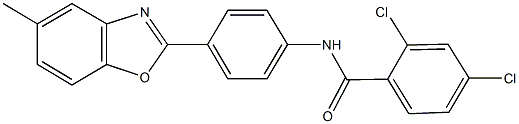 2,4-dichloro-N-[4-(5-methyl-1,3-benzoxazol-2-yl)phenyl]benzamide 结构式