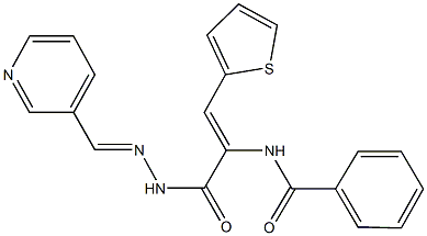 N-[1-{[2-(3-pyridinylmethylene)hydrazino]carbonyl}-2-(2-thienyl)vinyl]benzamide Struktur
