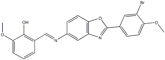 2-({[2-(3-bromo-4-methoxyphenyl)-1,3-benzoxazol-5-yl]imino}methyl)-6-methoxyphenol Structure