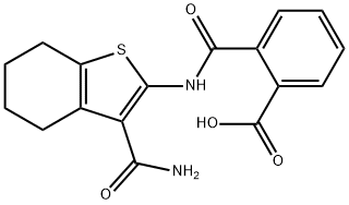2-({[3-(aminocarbonyl)-4,5,6,7-tetrahydro-1-benzothien-2-yl]amino}carbonyl)benzoic acid 结构式