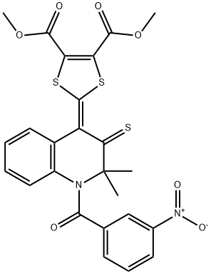 dimethyl 2-(1-{3-nitrobenzoyl}-2,2-dimethyl-3-thioxo-2,3-dihydro-4(1H)-quinolinylidene)-1,3-dithiole-4,5-dicarboxylate 结构式