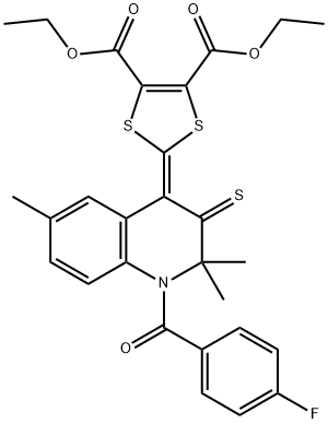 diethyl 2-(1-(4-fluorobenzoyl)-2,2,6-trimethyl-3-thioxo-2,3-dihydro-4(1H)-quinolinylidene)-1,3-dithiole-4,5-dicarboxylate,307340-01-8,结构式