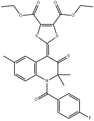 diethyl 2-(1-(4-fluorobenzoyl)-2,2,6-trimethyl-3-thioxo-2,3-dihydro-4(1H)-quinolinylidene)-1,3-dithiole-4,5-dicarboxylate Structure