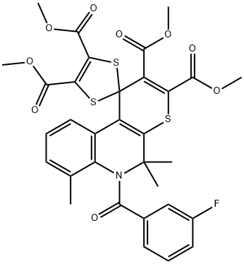 307340-07-4 tetramethyl 6'-(3-fluorobenzoyl)-5',5',7'-trimethyl-5',6'-dihydrospiro(1,3-dithiole-2,1'-[1'H]-thiopyrano[2,3-c]quinoline)-2',3',4,5-tetracarboxylate