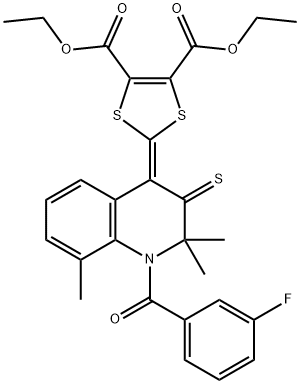 diethyl 2-(1-[(3-fluorophenyl)carbonyl]-2,2,8-trimethyl-3-thioxo-2,3-dihydroquinolin-4(1H)-ylidene)-1,3-dithiole-4,5-dicarboxylate|