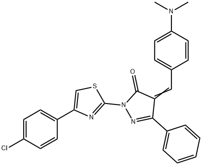 2-[4-(4-chlorophenyl)-1,3-thiazol-2-yl]-4-[4-(dimethylamino)benzylidene]-5-phenyl-2,4-dihydro-3H-pyrazol-3-one,307340-45-0,结构式