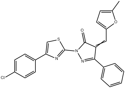 2-[4-(4-chlorophenyl)-1,3-thiazol-2-yl]-4-[(5-methyl-2-furyl)methylene]-5-phenyl-2,4-dihydro-3H-pyrazol-3-one Structure