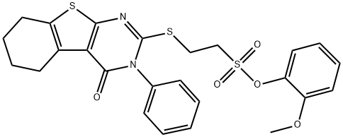 2-methoxyphenyl 2-[(4-oxo-3-phenyl-3,4,5,6,7,8-hexahydro[1]benzothieno[2,3-d]pyrimidin-2-yl)sulfanyl]ethanesulfonate 化学構造式