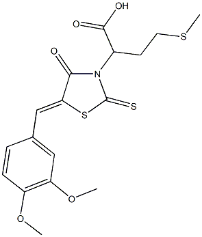 2-[5-(3,4-dimethoxybenzylidene)-4-oxo-2-thioxo-1,3-thiazolidin-3-yl]-4-(methylsulfanyl)butanoic acid Structure