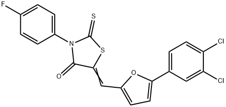 5-{[5-(3,4-dichlorophenyl)-2-furyl]methylene}-3-(4-fluorophenyl)-2-thioxo-1,3-thiazolidin-4-one Structure