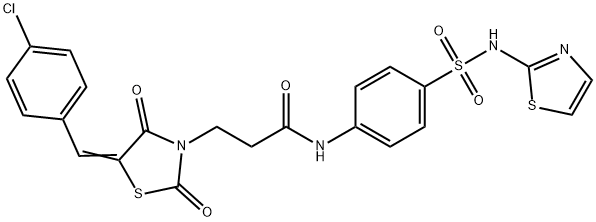 3-[5-(4-chlorobenzylidene)-2,4-dioxo-1,3-thiazolidin-3-yl]-N-{4-[(1,3-thiazol-2-ylamino)sulfonyl]phenyl}propanamide,307504-58-1,结构式