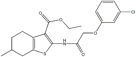 ethyl 2-{[(3-chlorophenoxy)acetyl]amino}-6-methyl-4,5,6,7-tetrahydro-1-benzothiophene-3-carboxylate,307505-36-8,结构式