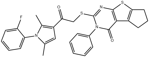 2-({2-[1-(2-fluorophenyl)-2,5-dimethyl-1H-pyrrol-3-yl]-2-oxoethyl}sulfanyl)-3-phenyl-3,5,6,7-tetrahydro-4H-cyclopenta[4,5]thieno[2,3-d]pyrimidin-4-one|