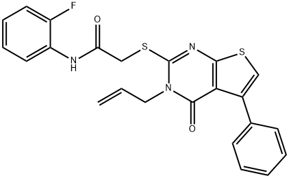 2-[(3-allyl-4-oxo-5-phenyl-3,4-dihydrothieno[2,3-d]pyrimidin-2-yl)sulfanyl]-N-(2-fluorophenyl)acetamide,307513-01-5,结构式