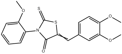 5-(3,4-dimethoxybenzylidene)-3-(2-methoxyphenyl)-2-thioxo-1,3-thiazolidin-4-one 化学構造式