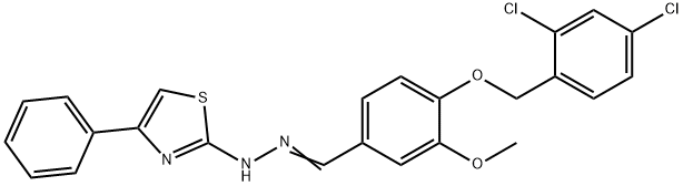 4-[(2,4-dichlorobenzyl)oxy]-3-methoxybenzaldehyde (4-phenyl-1,3-thiazol-2-yl)hydrazone 化学構造式