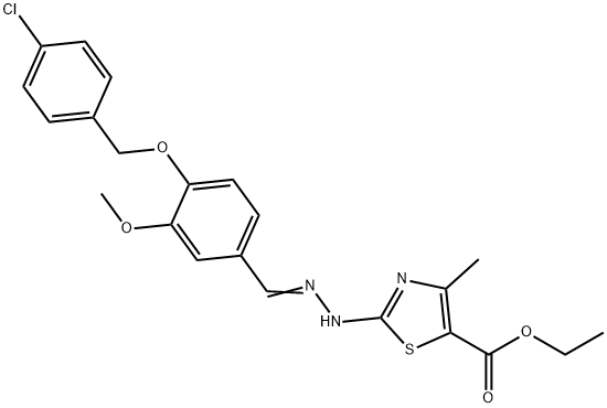 ethyl 2-(2-{4-[(4-chlorobenzyl)oxy]-3-methoxybenzylidene}hydrazino)-4-methyl-1,3-thiazole-5-carboxylate Structure