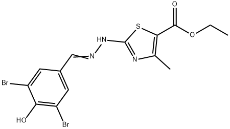 ethyl 2-[2-(3,5-dibromo-4-hydroxybenzylidene)hydrazino]-4-methyl-1,3-thiazole-5-carboxylate Structure