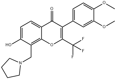 3-(3,4-dimethoxyphenyl)-7-hydroxy-8-(1-pyrrolidinylmethyl)-2-(trifluoromethyl)-4H-chromen-4-one Structure