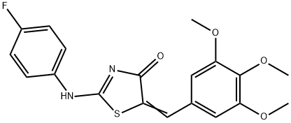2-(4-fluoroanilino)-5-(3,4,5-trimethoxybenzylidene)-1,3-thiazol-4(5H)-one,307541-03-3,结构式