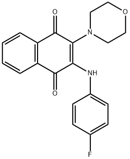 2-(4-fluoroanilino)-3-(4-morpholinyl)naphthoquinone Struktur