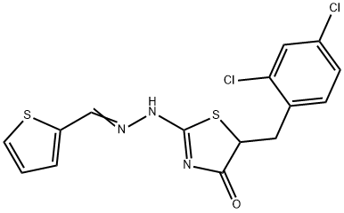 2-thiophenecarbaldehyde [5-(2,4-dichlorobenzyl)-4-oxo-1,3-thiazolidin-2-ylidene]hydrazone Structure