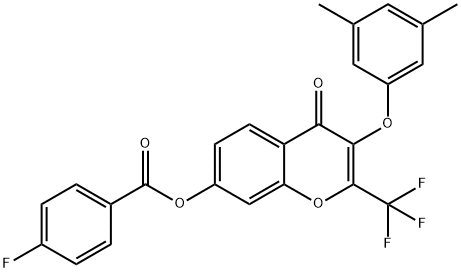 3-(3,5-dimethylphenoxy)-4-oxo-2-(trifluoromethyl)-4H-chromen-7-yl 4-fluorobenzoate|