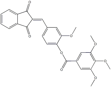 4-[(1,3-dioxo-1,3-dihydro-2H-inden-2-ylidene)methyl]-2-methoxyphenyl 3,4,5-trimethoxybenzoate Struktur
