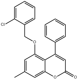 5-[(2-chlorobenzyl)oxy]-7-methyl-4-phenyl-2H-chromen-2-one 结构式