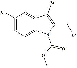 methyl 3-bromo-2-(bromomethyl)-5-chloro-1H-indole-1-carboxylate Struktur