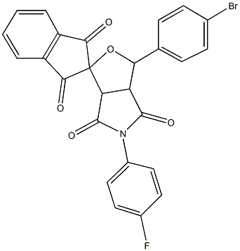 5-(4-fluorophenyl)-3-(4-bromophenyl)-4,6-dioxohexahydrospiro(1H-furo[3,4-c]pyrrole-1,2'-[1,3]-dioxoindane) 结构式